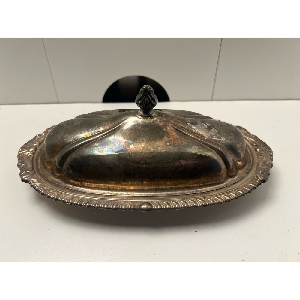 Vintage Sheridan Silverplate Oval Covered Butter Dish